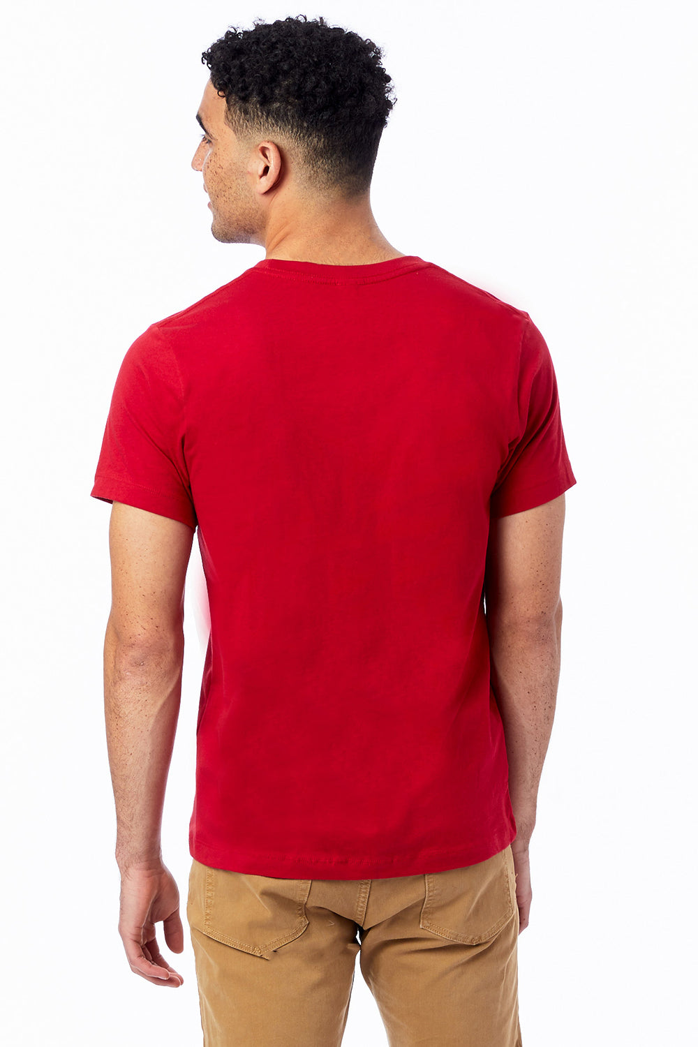 Alternative AA1070/1070 Mens Go To Jersey Short Sleeve Crewneck T-Shirt Apple Red Model Back