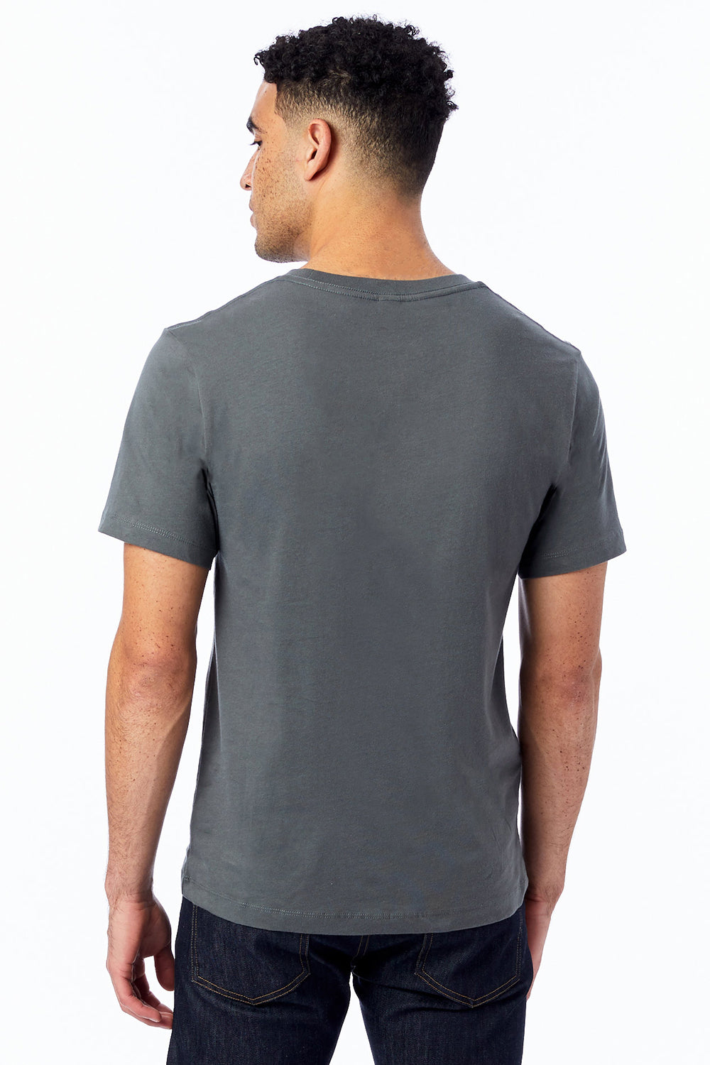 Alternative AA1070/1070 Mens Go To Jersey Short Sleeve Crewneck T-Shirt Asphalt Grey Model Back