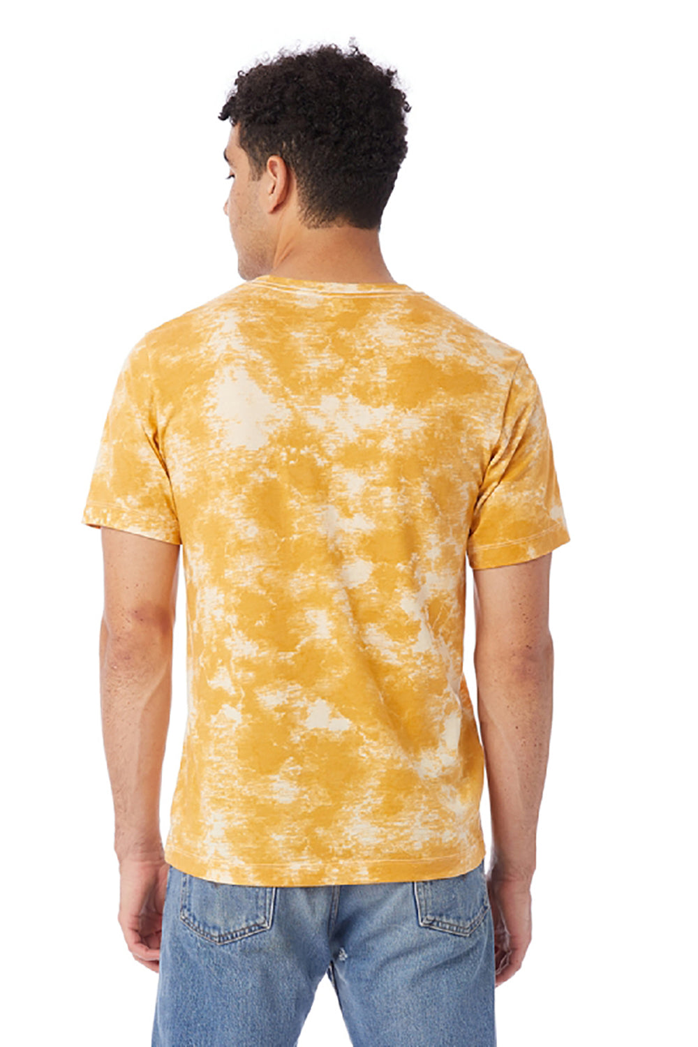 Alternative AA1070/1070 Mens Go To Jersey Short Sleeve Crewneck T-Shirt Gold Tie Dye Model Back