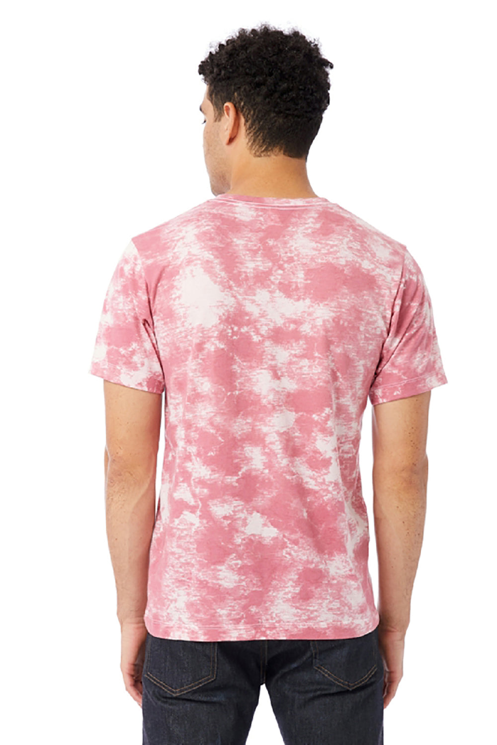 Alternative AA1070/1070 Mens Go To Jersey Short Sleeve Crewneck T-Shirt Pink Tie Dye Model Back