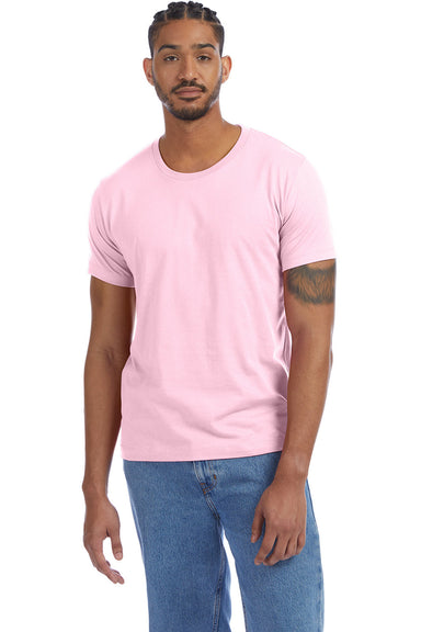 Alternative AA1070/1070 Mens Go To Jersey Short Sleeve Crewneck T-Shirt Highlighter Pink Model Front