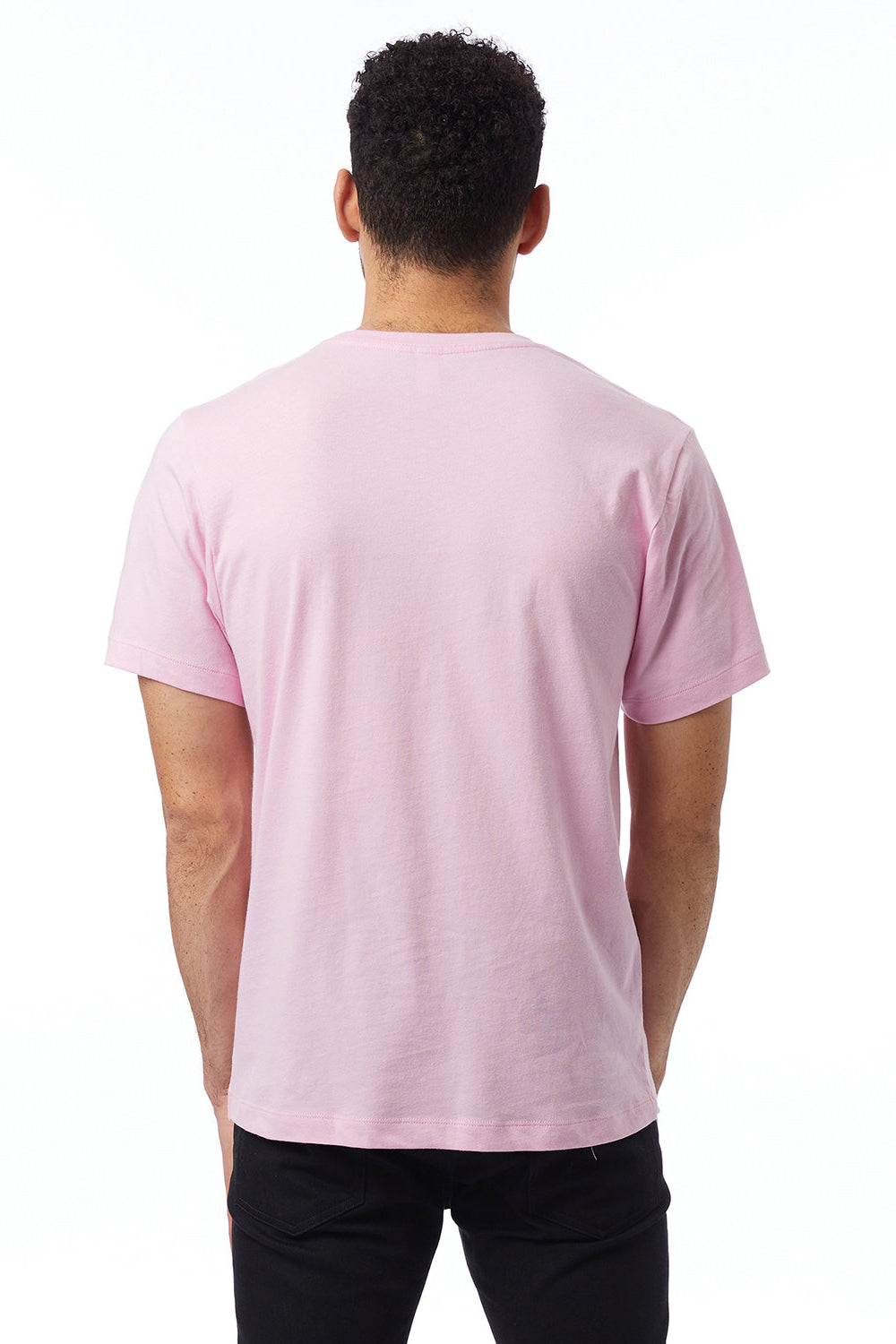 Alternative AA1070/1070 Mens Go To Jersey Short Sleeve Crewneck T-Shirt Highlighter Pink Model Back