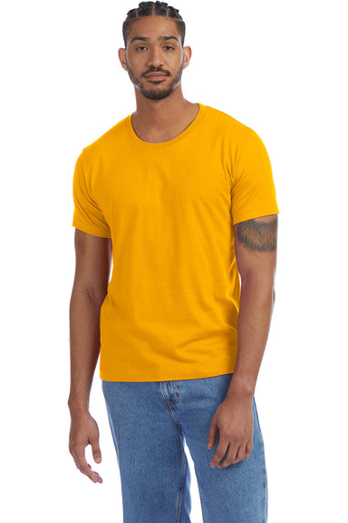 Alternative AA1070/1070 Mens Go To Jersey Short Sleeve Crewneck T-Shirt Stay Gold Model Front