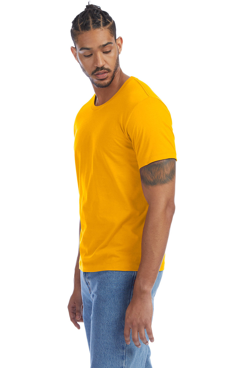Alternative AA1070/1070 Mens Go To Jersey Short Sleeve Crewneck T-Shirt Stay Gold Model 3Q