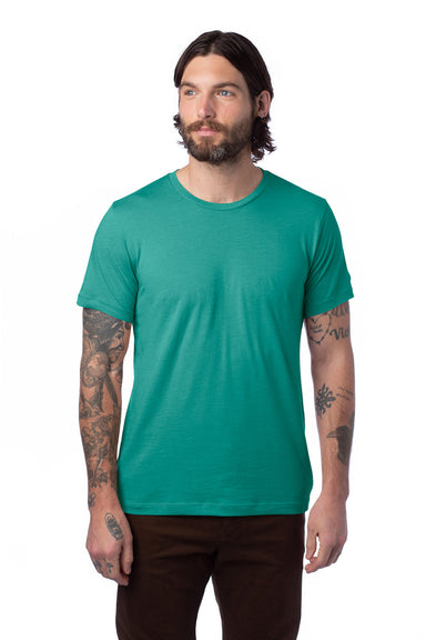 Alternative AA1070/1070 Mens Go To Jersey Short Sleeve Crewneck T-Shirt Aqua Tonic Green Model Front