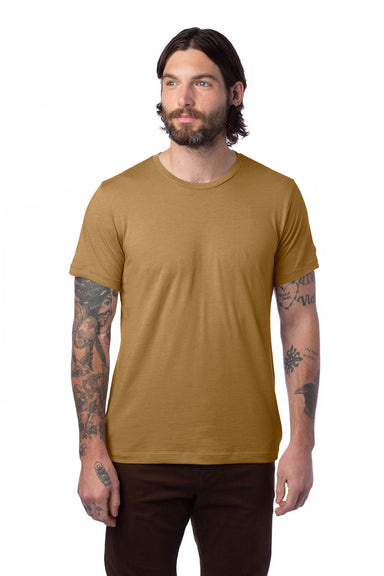 Alternative AA1070/1070 Mens Go To Jersey Short Sleeve Crewneck T-Shirt Sepia Brown Model Front