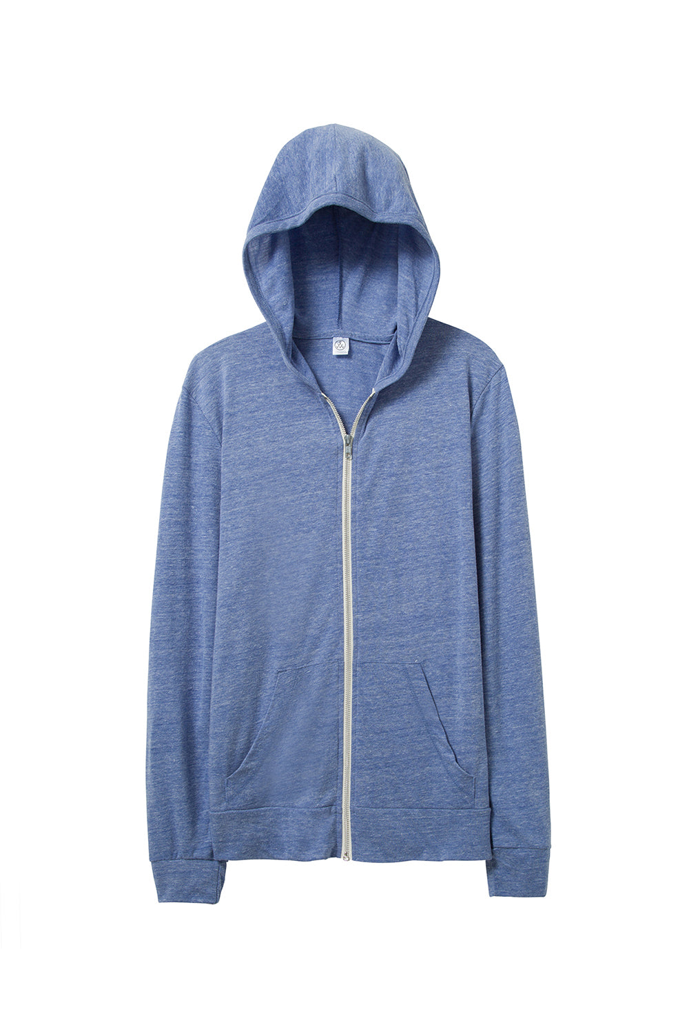Alternative AA1970/1970E1 Mens Eco Jersey Full Zip Hooded Sweatshirt Hoodie Eco Pacific Blue Flat Front