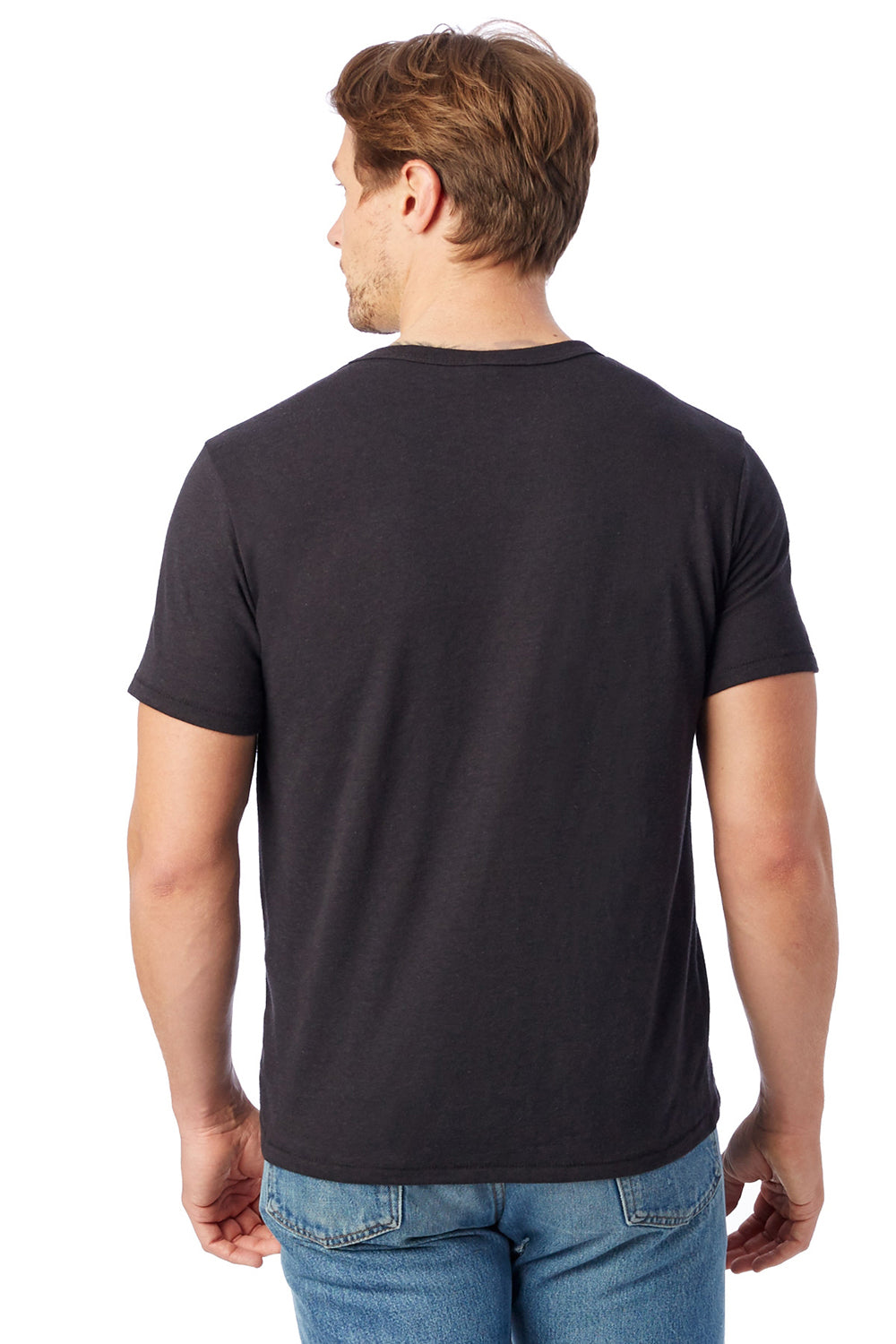 Alternative AA1973/01973EA/1973 Mens Eco Jersey Short Sleeve Crewneck T-Shirt Eco True Black Model Back