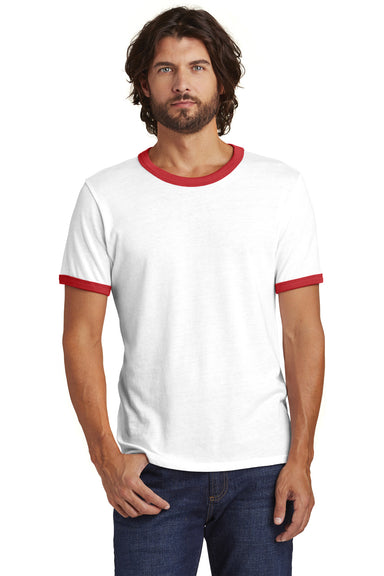 Alternative AA5103/5103BP/5103 Mens The Keeper Vintage Short Sleeve Crewneck T-Shirt White/Red Model Front
