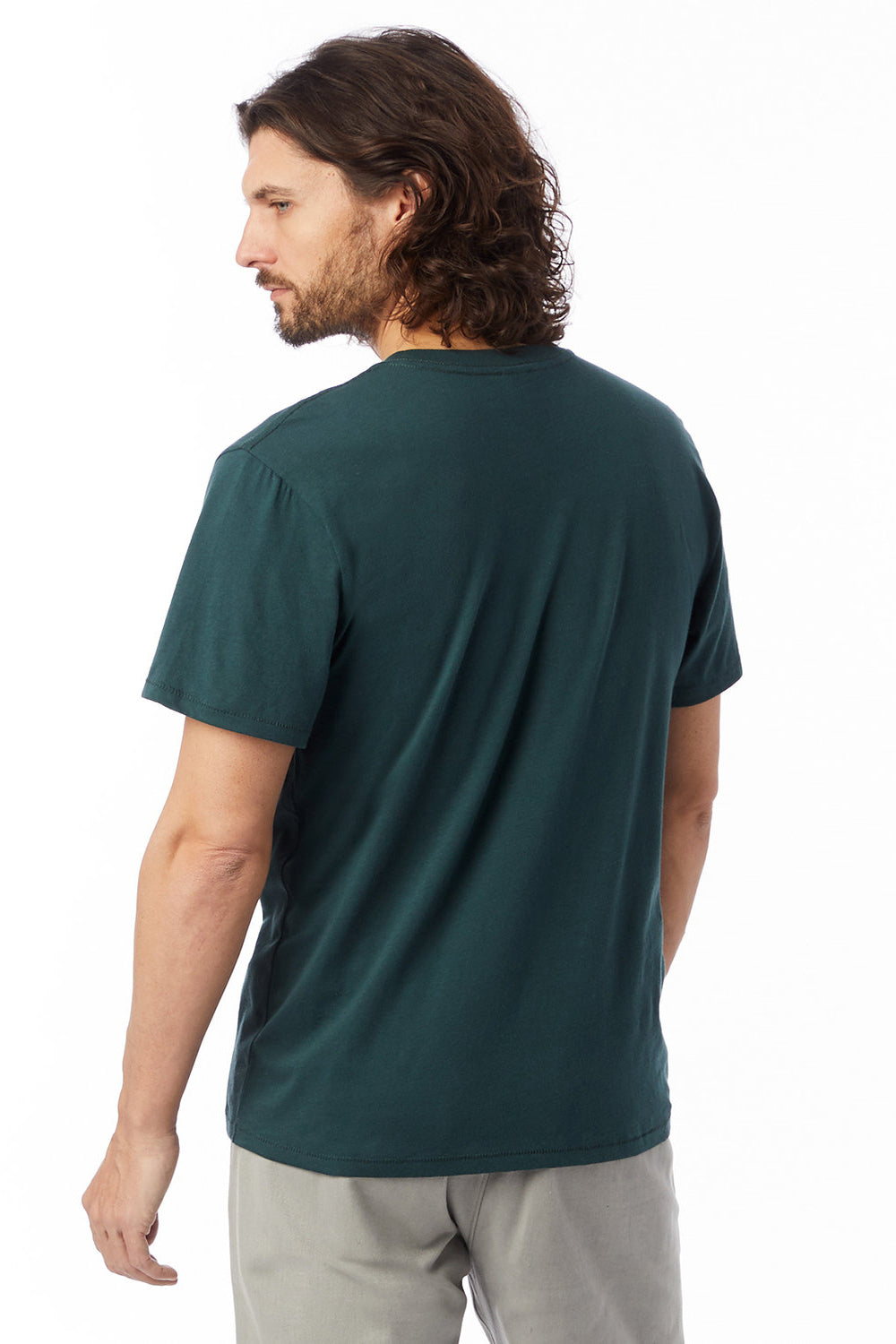 Alternative 6005 Mens Organic Short Sleeve Crewneck T-Shirt Deep Green Model Back