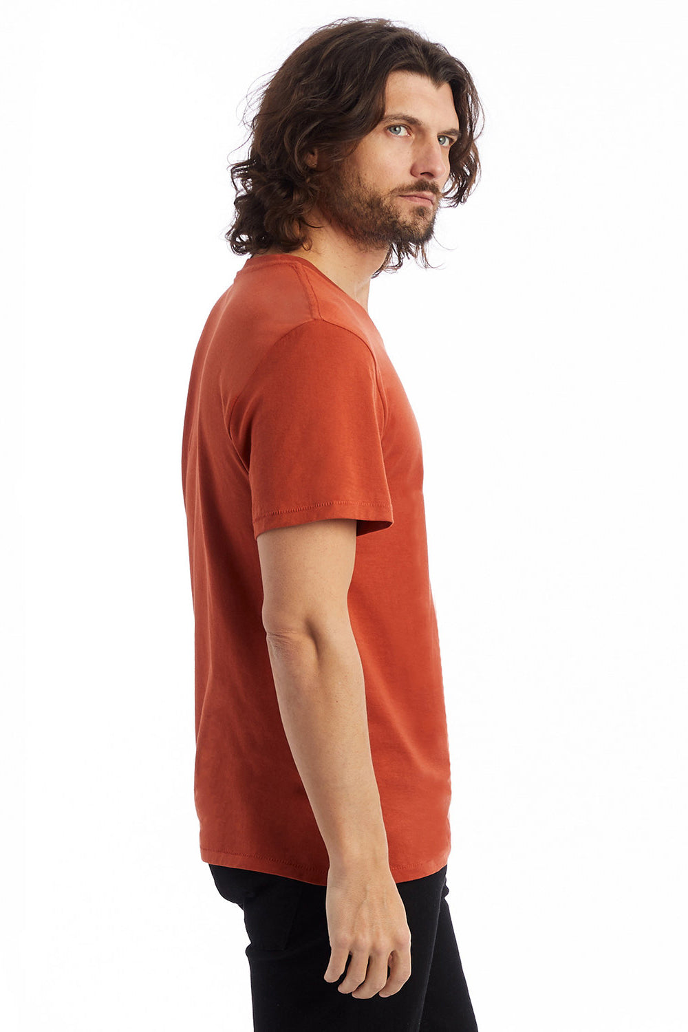 Alternative 6005 Mens Organic Short Sleeve Crewneck T-Shirt Red Clay Model Side