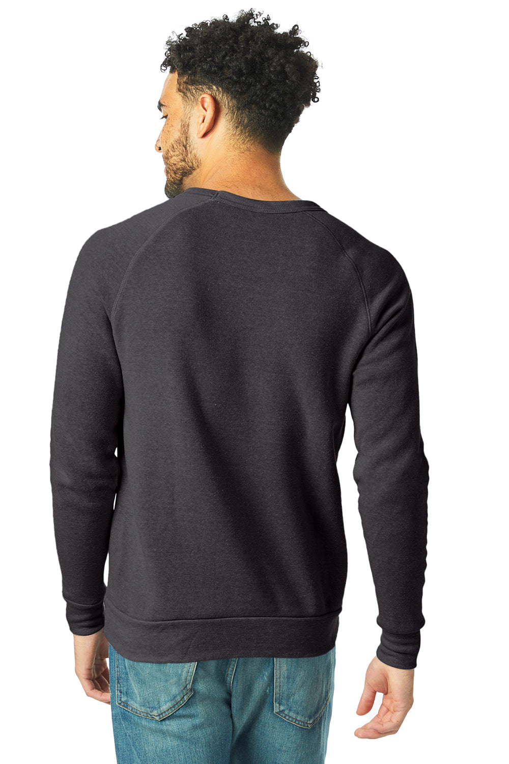 Alternative AA9575/9575 Mens Champ Eco Fleece Crewneck Sweatshirt Eco True Black Model Back