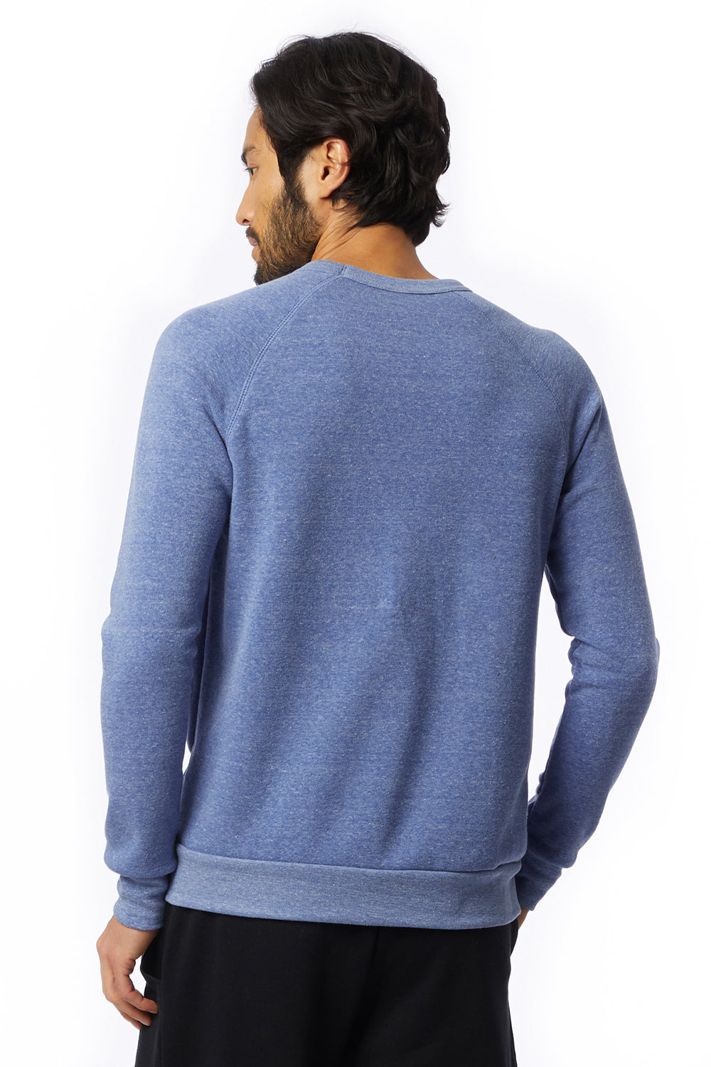 Alternative AA9575/9575 Mens Champ Eco Fleece Crewneck Sweatshirt Eco Pacific Blue Model Back