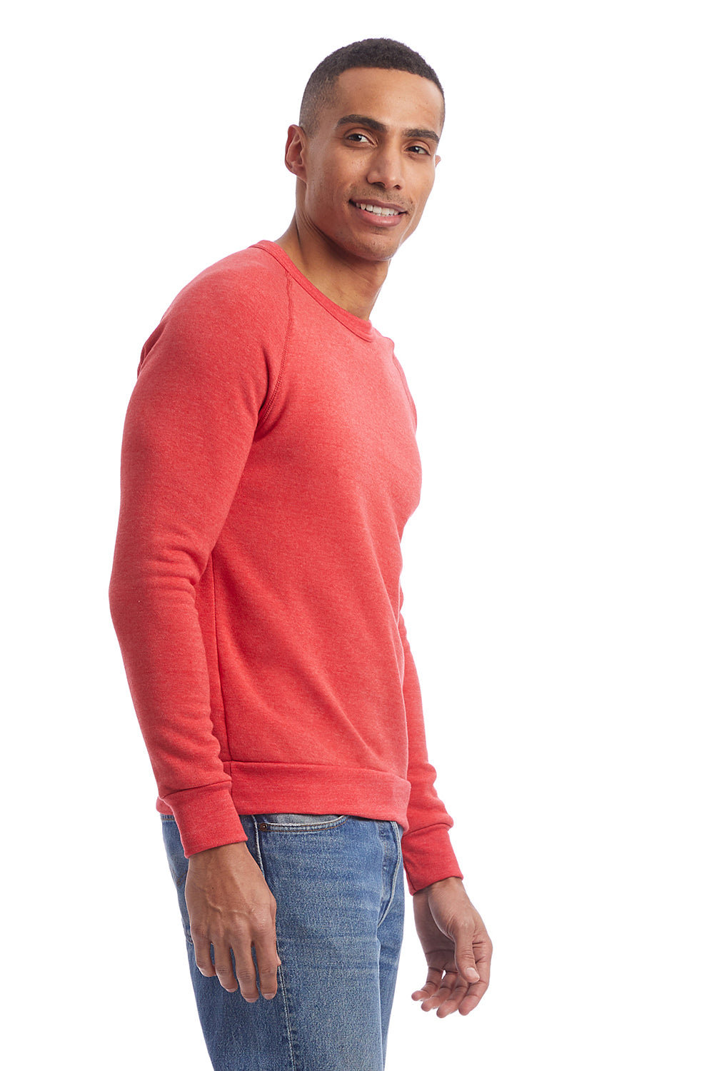 Alternative AA9575/9575 Mens Champ Eco Fleece Crewneck Sweatshirt Eco True Red Model Side