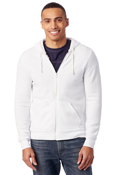Alternative AA9590/9590 Mens Rocky Eco Fleece Full Zip Hooded Sweatshirt Hoodie Eco White Model Front
