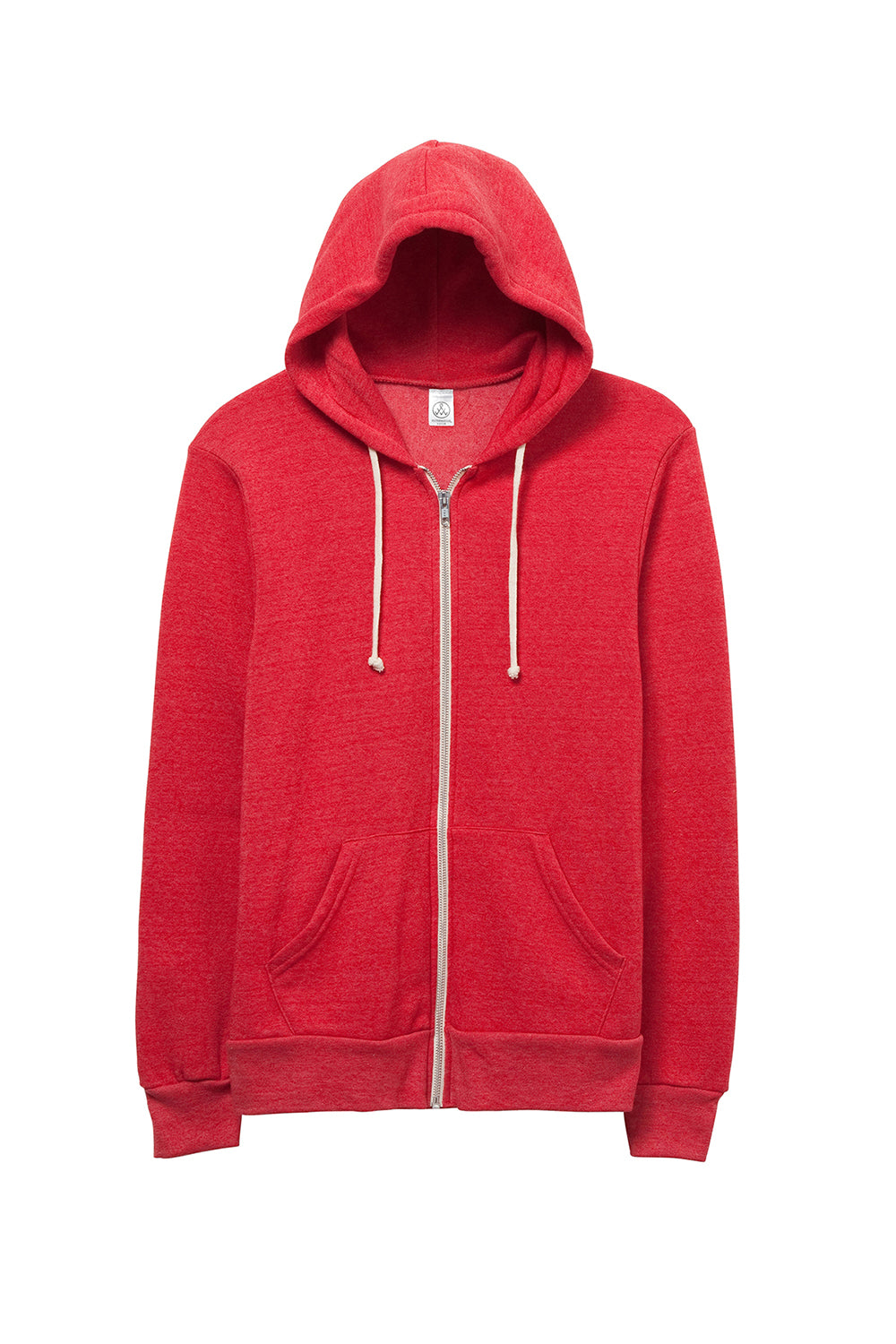 Alternative AA9590/9590 Mens Rocky Eco Fleece Full Zip Hooded Sweatshirt Hoodie Eco True Red Flat Front
