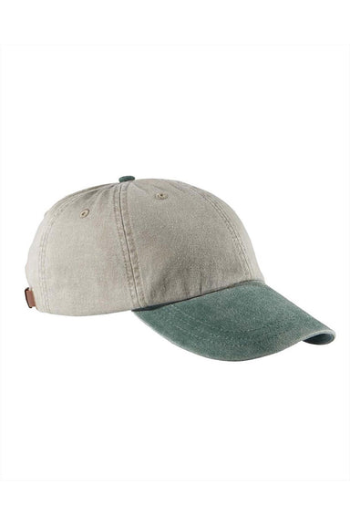 Adams Hats AD969 Mens Adjustable Hat Stone Grey/Forest Green Flat Front