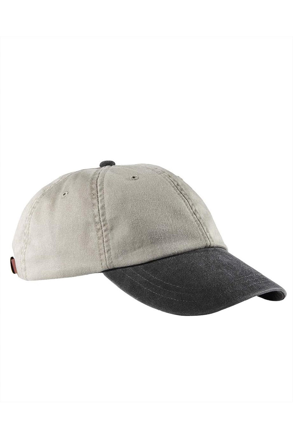 Adams Hats AD969 Mens Adjustable Hat Stone Grey/Black Flat Front
