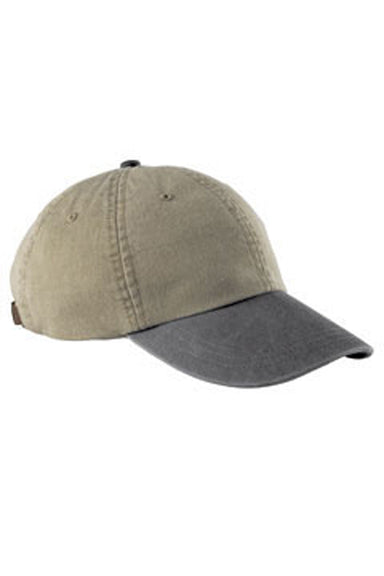Adams AD969 Mens Adjustable Hat Khaki/Charcoal Grey Flat Front
