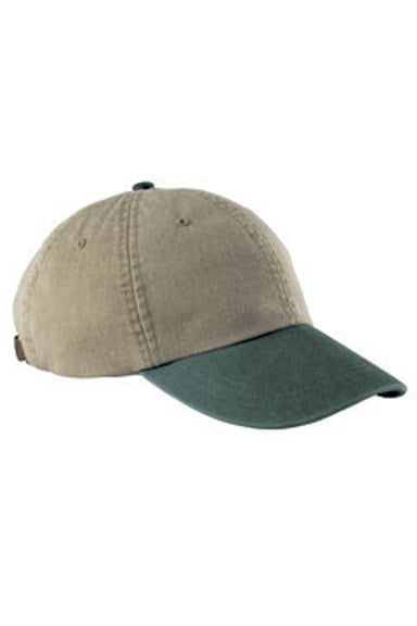 Adams AD969 Mens Adjustable Hat Khaki/Forest Green Flat Front