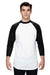 Augusta Sportswear 4420 Mens Raglan 3/4 Sleeve Crewneck T-Shirt White/Black Model Front