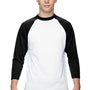 Augusta Sportswear Mens 3/4 Sleeve Crewneck T-Shirt - White/Black