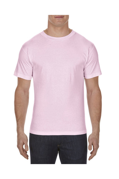 American Apparel 1301/AL1301 Mens Short Sleeve Crewneck T-Shirt Pink Model Front