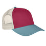 Authentic Pigment Mens Tri Color Adjustable Trucker Hat - Chili Red/Bluegrass/Khaki
