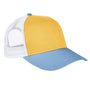 Authentic Pigment Mens Tri Color Adjustable Trucker Hat - Mustard Yellow/Bay Blue/White