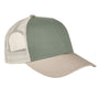 Authentic Pigment Mens Tri Color Adjustable Trucker Hat - Cilantro Green/Stone/Kkahi