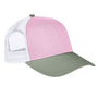 Authentic Pigment Mens Tri Color Adjustable Trucker Hat - Tulip Pink/Cilantro/White