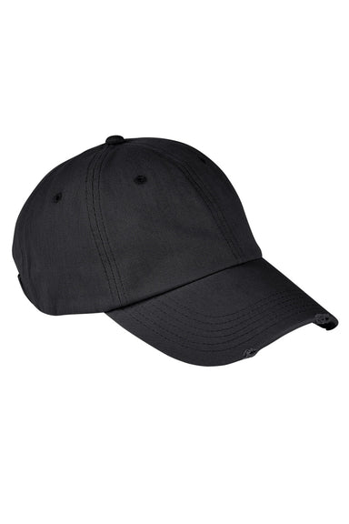 Authentic Pigment AP1920 Mens Distressed Adjustable Hat Black Model Flat Front