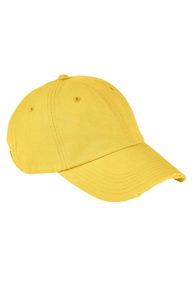 Authentic Pigment Hats AP1920 Mens Distressed Adjustable Hat Squash Yellow Model Flat Front