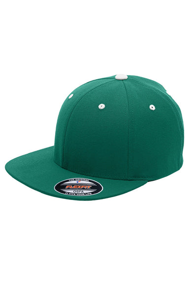 Team 365 Hats ATB101 Mens Moisture Wicking Stretch Fit Hat Forest Green/White Flat Front