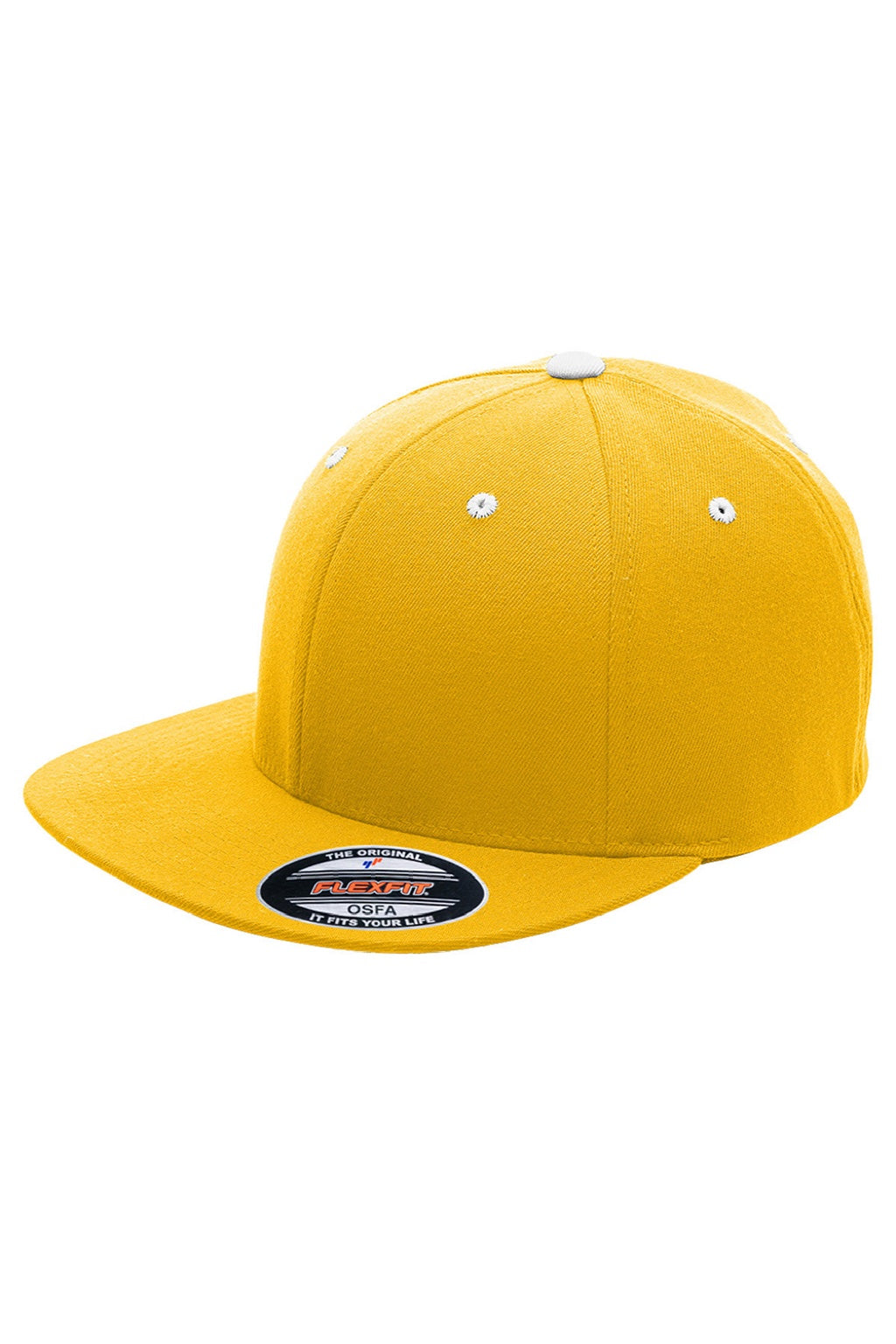 Team 365 Hats ATB101 Mens Moisture Wicking Stretch Fit Hat Athletic Gold/White Flat Front