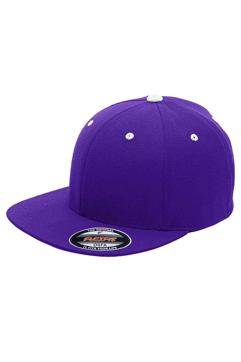 Team 365 Hats ATB101 Mens Moisture Wicking Stretch Fit Hat Purple/White Flat Front