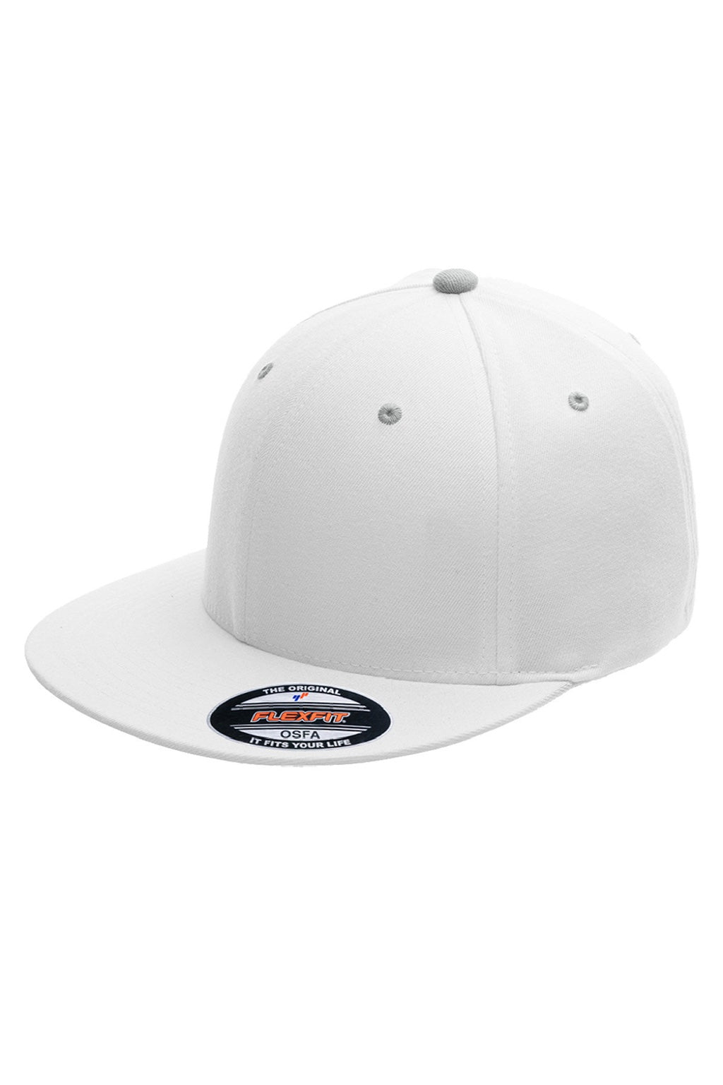Team 365 Hats ATB101 Mens Moisture Wicking Stretch Fit Hat White/Silver Grey Flat Front