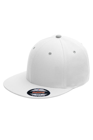 Team 365 Hats ATB101 Mens Moisture Wicking Stretch Fit Hat White/Silver Grey Flat Front