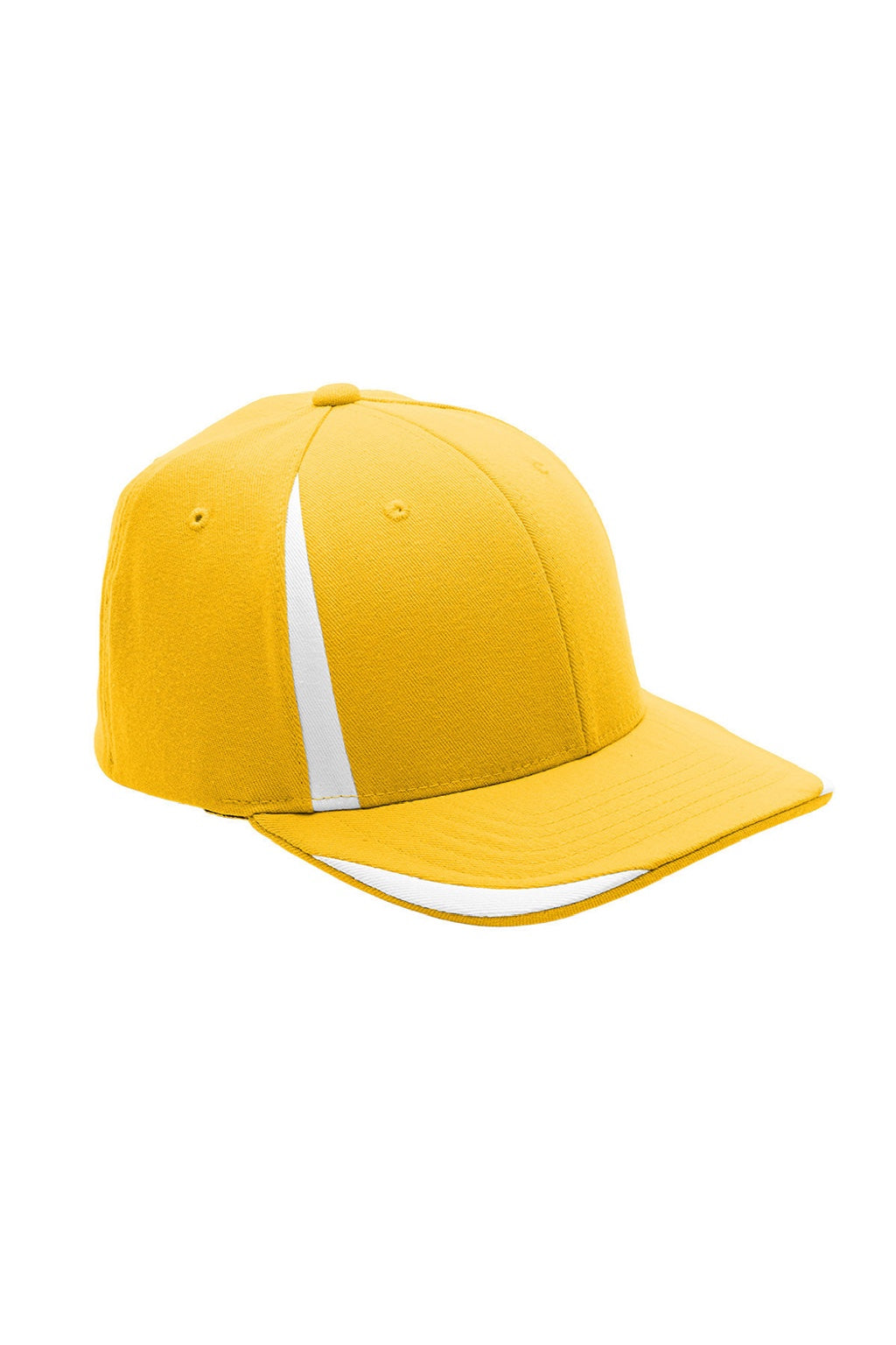 Team 365 Hats ATB102 Mens Moisture Wicking Stretch Fit Hat Athletic Gold/White Flat Front