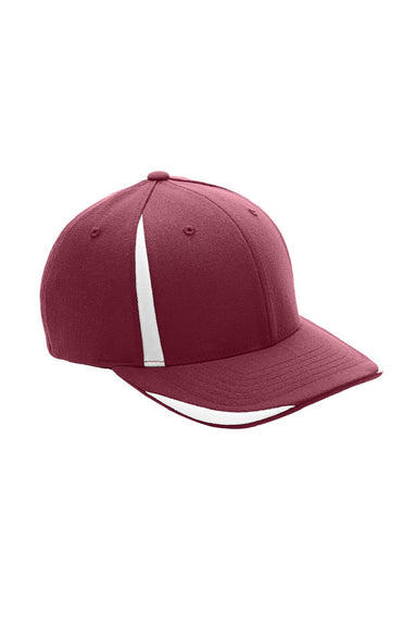 Team 365 Hats ATB102 Mens Moisture Wicking Stretch Fit Hat Maroon/White Flat Front