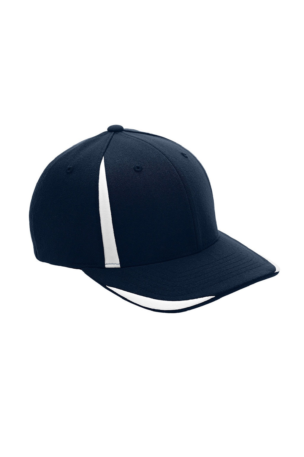 Team 365 Hats ATB102 Mens Moisture Wicking Stretch Fit Hat Dark Navy Blue/White Flat Front