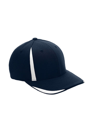 Team 365 Hats ATB102 Mens Moisture Wicking Stretch Fit Hat Dark Navy Blue/White Flat Front