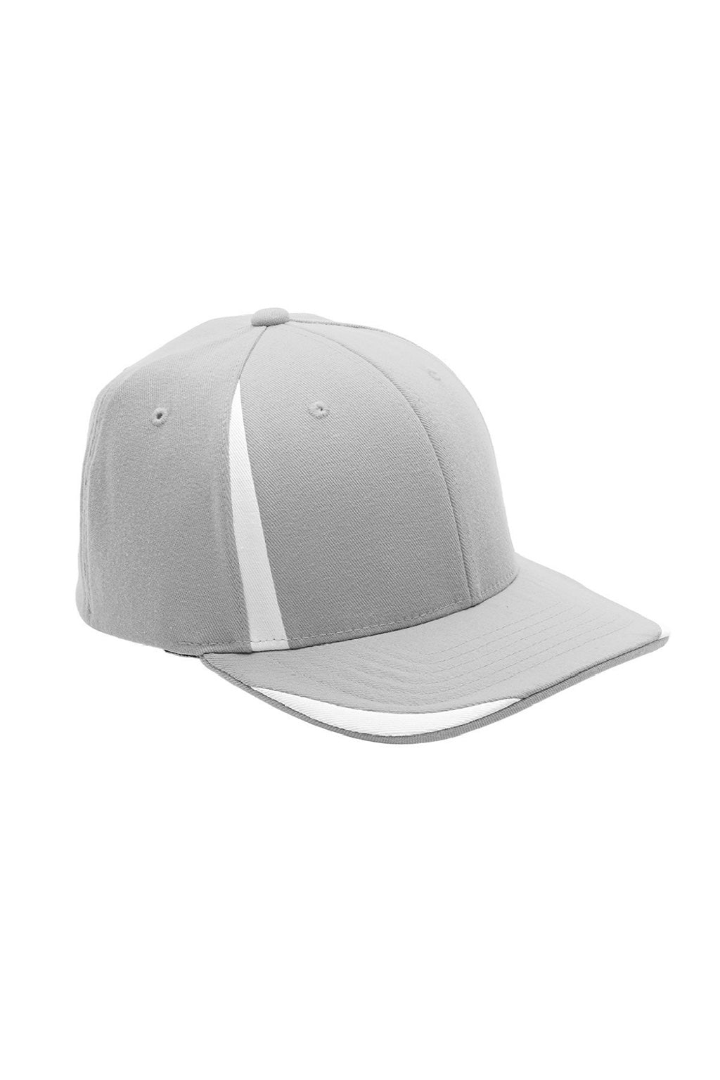 Team 365 Hats ATB102 Mens Moisture Wicking Stretch Fit Hat Silver Grey/White Flat Front