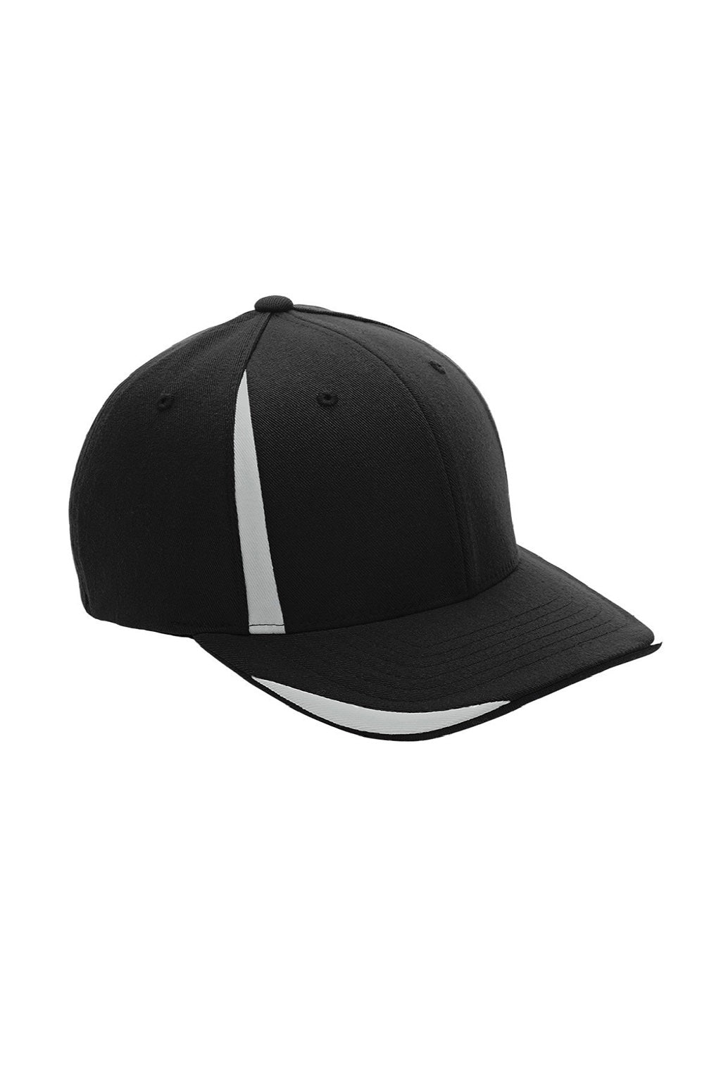 Team 365 Hats ATB102 Mens Moisture Wicking Stretch Fit Hat Black/Silver Grey Flat Front