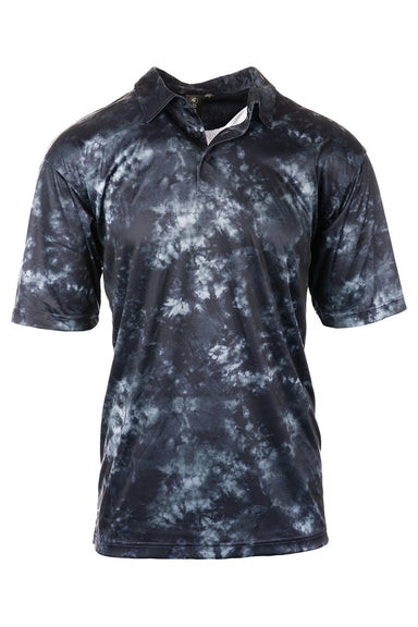 Burnside B0101 Mens Burn Moisture Wicking Short Sleeve Polo Shirt Navy Blue Tie Dye Flat Front