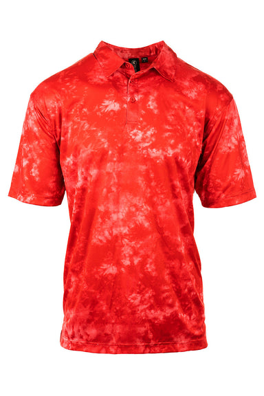 Burnside B0101 Mens Burn Moisture Wicking Short Sleeve Polo Shirt Red Tie Dye Flat Front