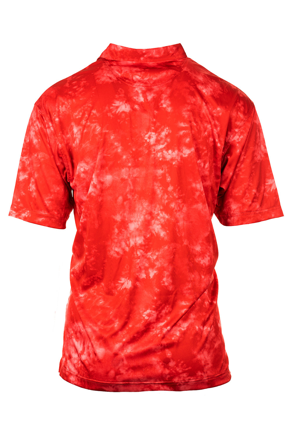Burnside B0101 Mens Burn Moisture Wicking Short Sleeve Polo Shirt Red Tie Dye Flat Back