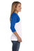 Bella + Canvas B2000/2000 Womens 3/4 Sleeve Crewneck T-Shirt White/True Royal Blue Model Side
