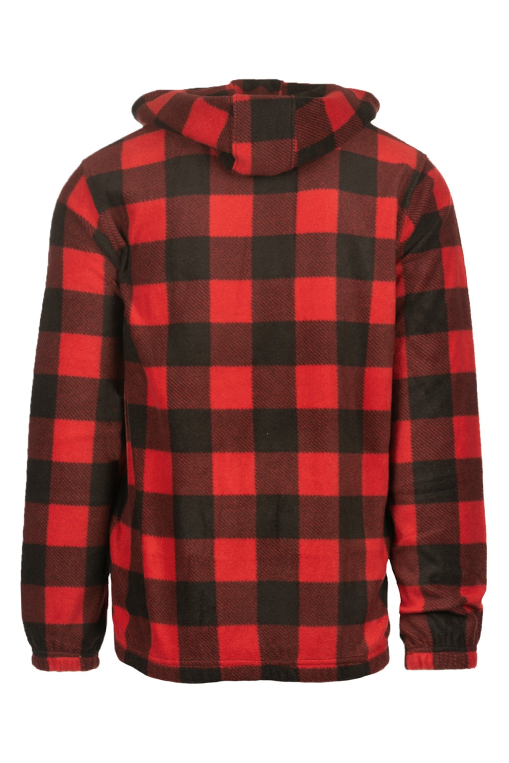 Burnside 3500 Mens Polar Fleece Pill Resistant Hooded Sweatshirt Hoodie w/ Pouch Pocket Buffalo Plaid Flat Back