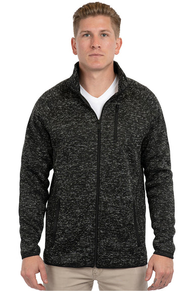 Burnside 3901 Mens Sweater Knit Full Zip Jacket Heather Black Model Front
